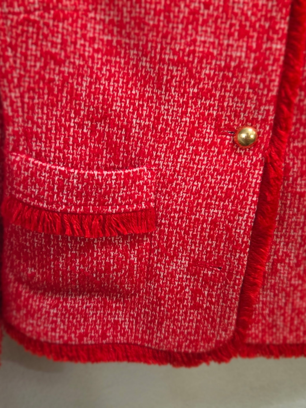 Talbots Red Tweed Collarless Jacket - Picture 5 of 7